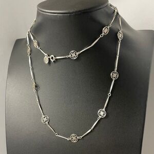 Vintage AVON Station Necklace Silver Tone Dainty Delicate 27" Long